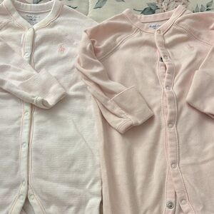 Ralph Lauren Pink and White Kids One Pieces Footies